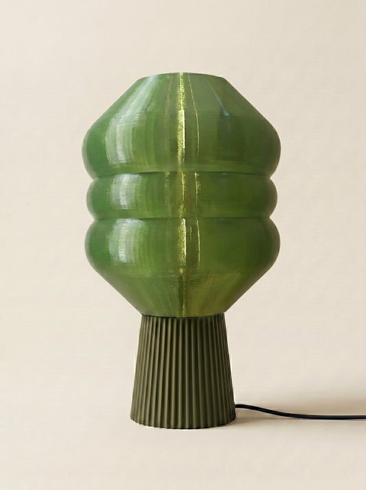 Big Koki full GreenOlive transparente — Lampe de Table Design Biosourcée